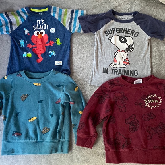 Other - 2T Bundle - Boys Character Shirts (Elmo, Mario, Snoopy, Disney Cars).